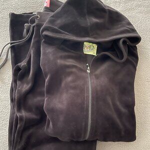AWESOME Vintage 2002-2004 Juicy Couture Tracksuit Velours Set Black L & P